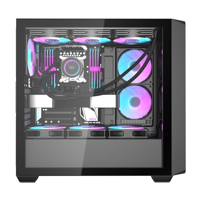 Darkflash DS900WD computercase (sort) + 4 fans
