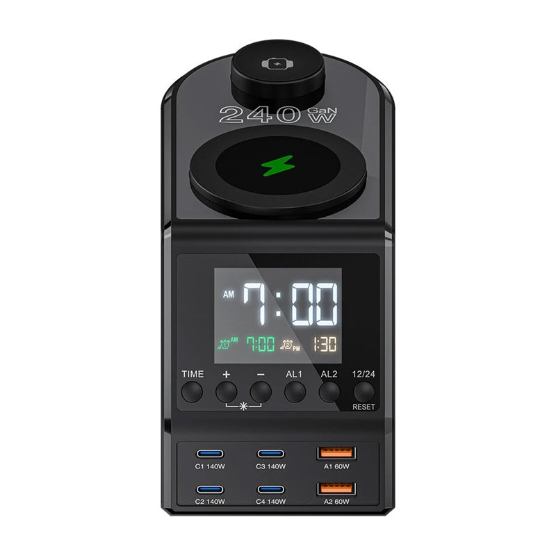 Blitzwolf BW-FW10 vækkeur med oplader 2xUSB-A, 4xUSB-C, 240W