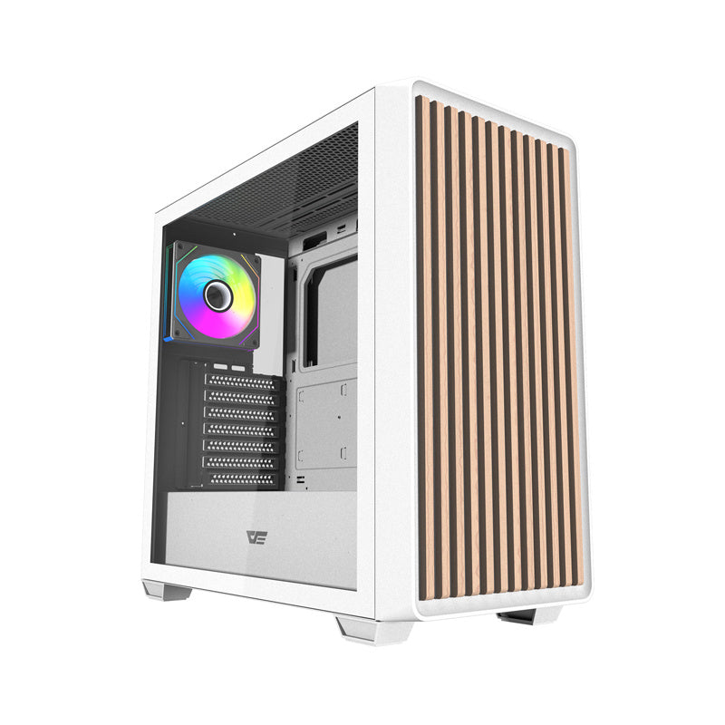 Darkflash DS900WD ATX computerkasse (hvid) + 4 ventilatorer