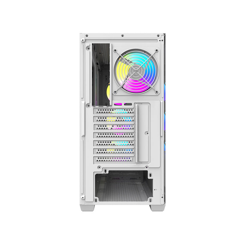 Darkflash DS900WD ATX computerkasse (hvid) + 4 ventilatorer