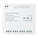 4-kanals ZigBee switch modul med spændingsfri DC 32V kontakt Avatto ZWSMMD-4-32V