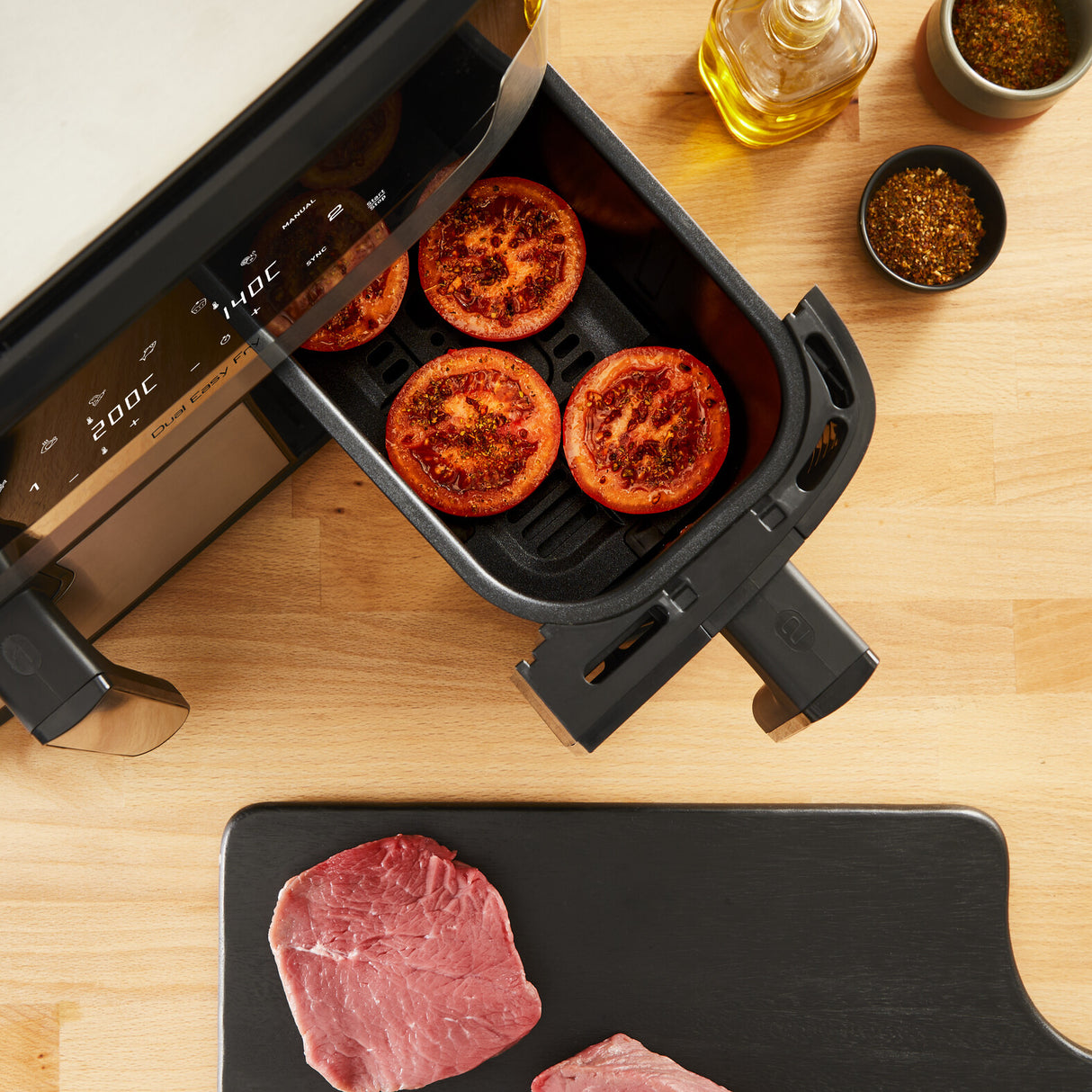 Tefal Dual Easy Fry & Grill EY905D Dobbelt 8,3 L Enkeltstående 2700 W Varmluftsteger Rustfrit stål