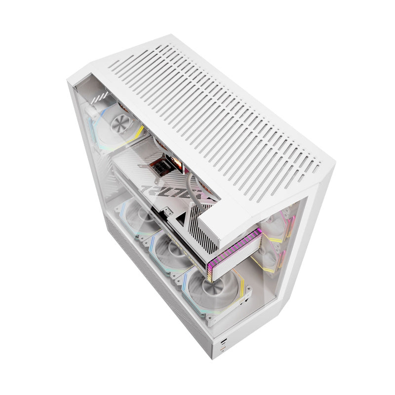 Darkflash DY460 computercase (hvid) + 4 ARGB-ventilatorer