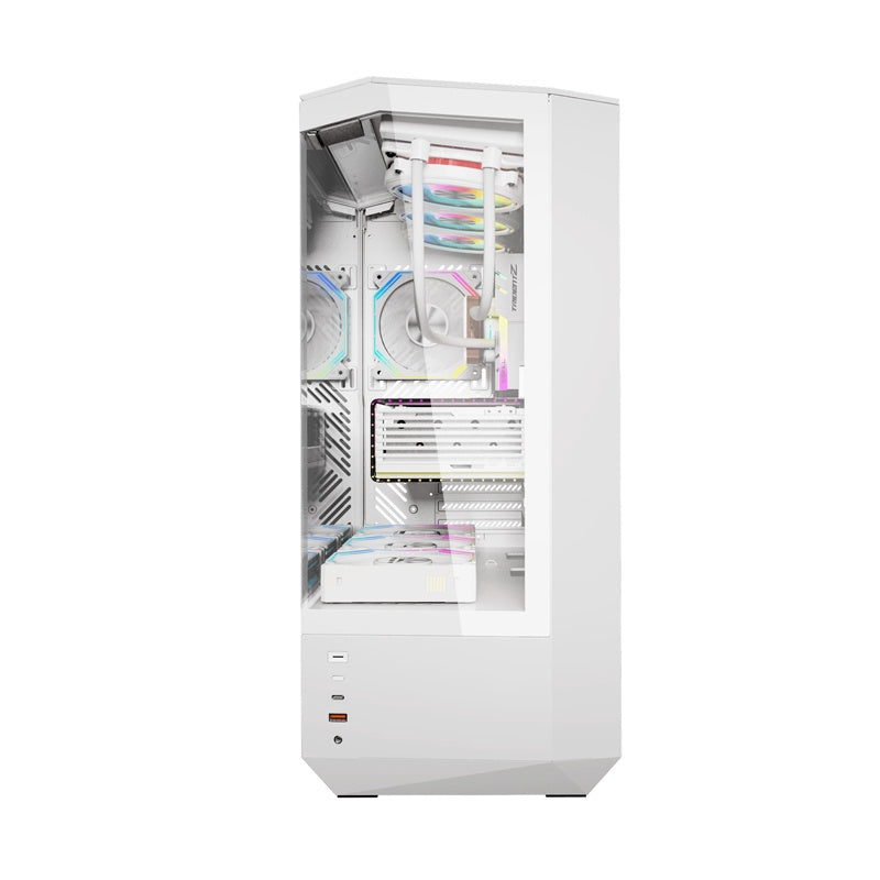 Darkflash DY460 computercase (hvid) + 4 ARGB-ventilatorer