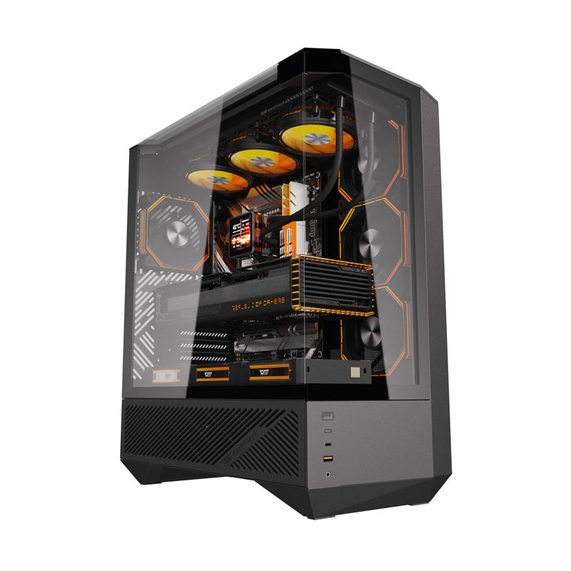 Darkflash DY460 computerkasse (sort) + 4 ARGB-ventilatorer