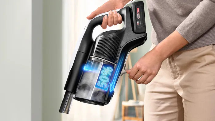 Bosch BCS1041WAC stav støvsuger & elektrisk kost Stick vakuum Batteri Dry HEPA Poseløs 0,4 L 23,5 W Sort, Hvid 4 At