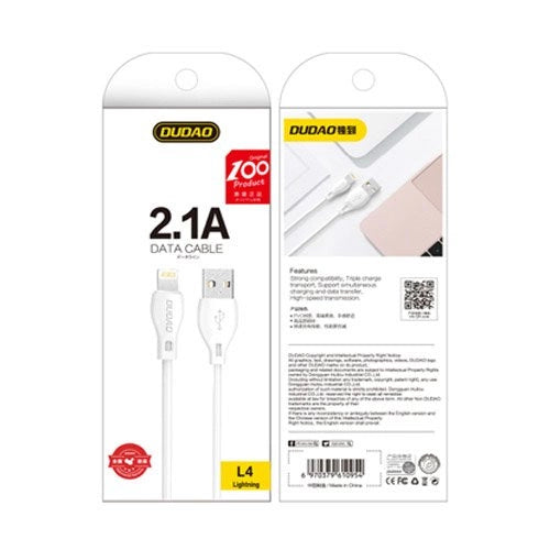 Dudao kabel USB / Lightning 2.1A kabel 2m hvid (L4L 2m hvid)
