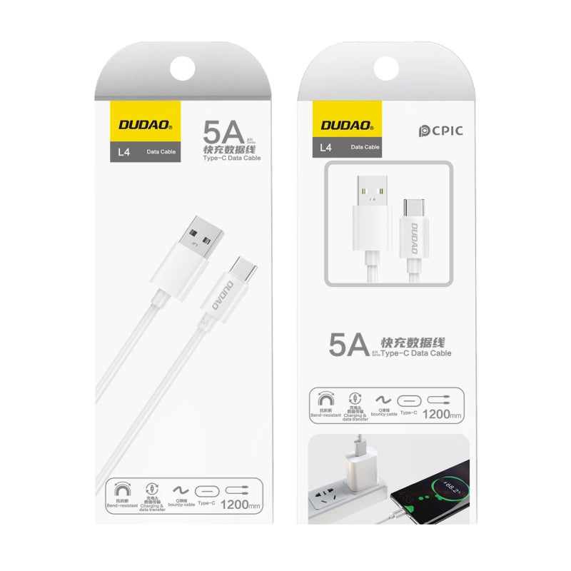 Dudao kabel USB type C 2.1A 1m hvid (L4T 1m hvid)