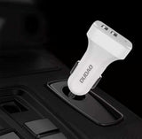 Dudao bil kit oplader 2x USB 2.4A + kabel USB 3in1 Lightning / Type C / micro USB kabel hvid (R7 hvid)