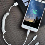 Dudao bil kit oplader 2x USB 2.4A + kabel USB 3in1 Lightning / Type C / micro USB kabel hvid (R7 hvid)