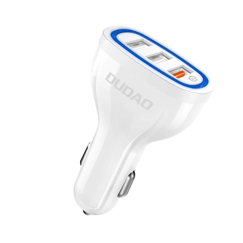 Dudao bil oplader hurtig opladning Quick Charge 3.0 QC3.0 2.4A 18W 3x USB hvid (R7S hvid)