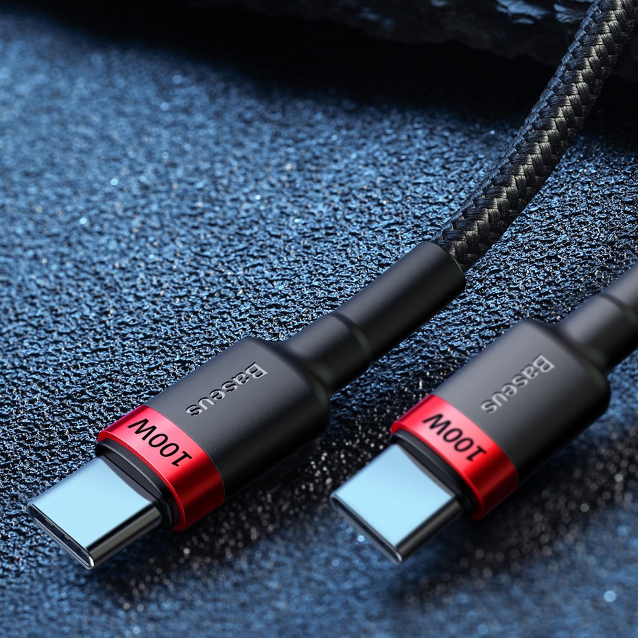 Baseus CATKLF-AL91 USB-C - USB-C PD QC kabel 100W 5A 480Mb/s 2m - sort og rød