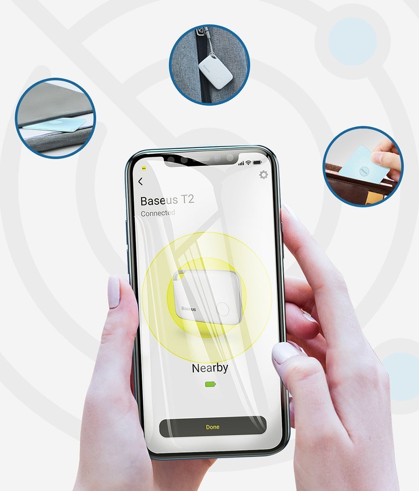 Baseus T2 keychain mini wireless key and other object finder white (ZLFDQT2-02)