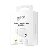 Gear Lader 220V 2xUSB-A 3,4A Hvid