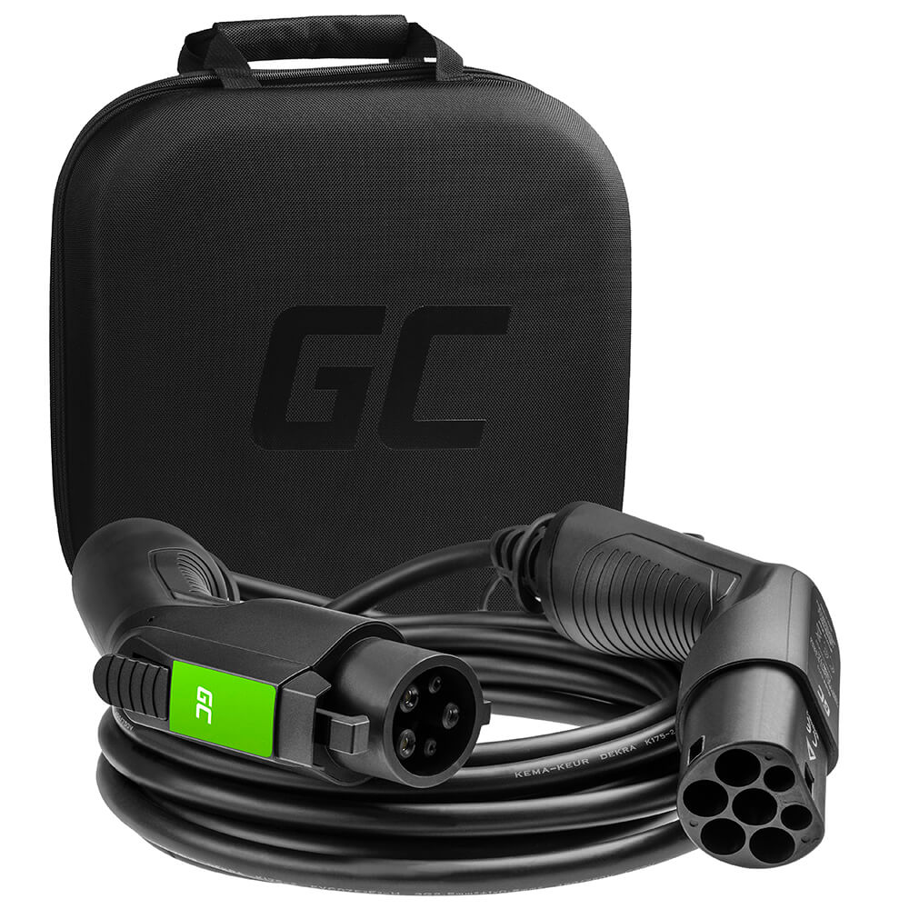 Greencell Ladekabel Elbil Ev19 Typ1 7m 3.6k W 16 A 1 Fas Sort Ip55