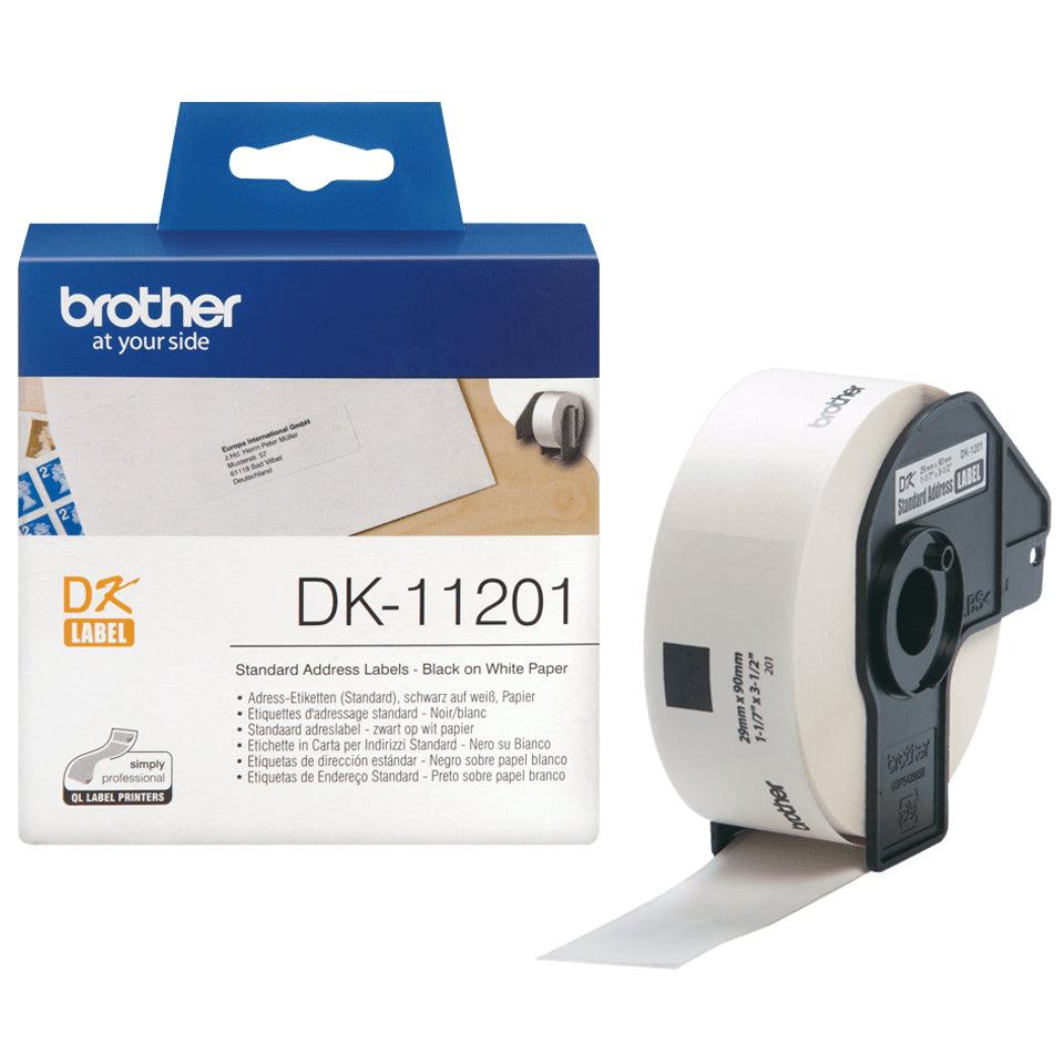 Brother DK-11201 etiketbånd Sort på hvid