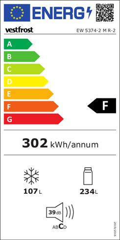 Vestfrost EW 5374-2 M R-2 Fritstående kølefryseskab