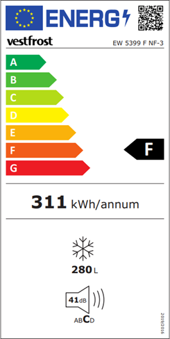 VESTFROST EW 5399 F NF-3 - FRITSTÅENDE FRYSESKAB