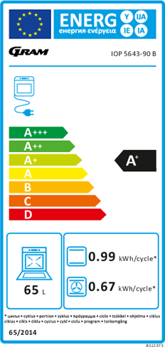 Gram IOP 5643-90 B MED 4 ÅRS GARANTI Ovn til indbygning