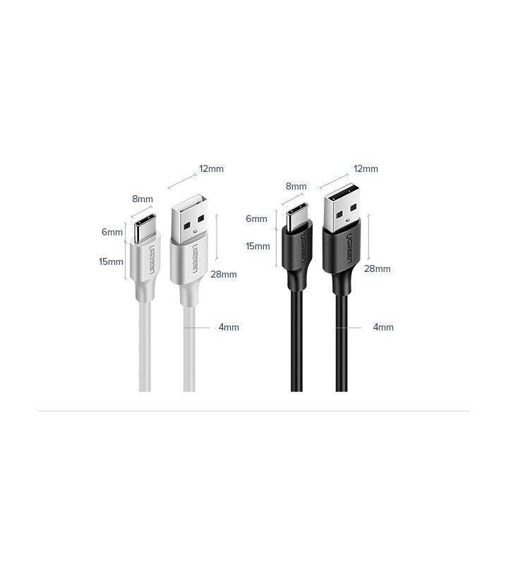 Ugreen US287 60116 USB-A / USB-C 2A kabel 1m - sort