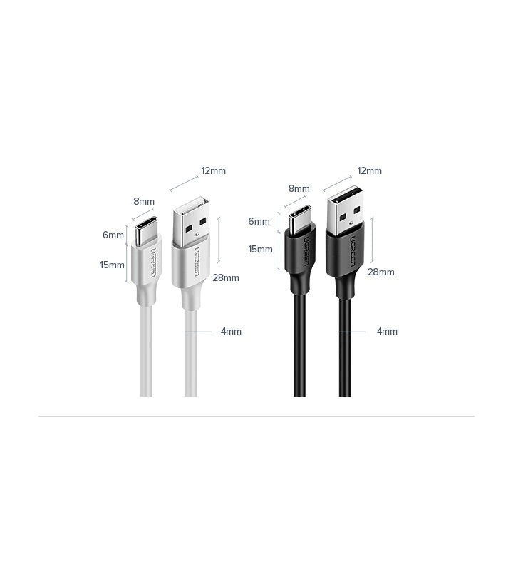 Ugreen US287 60118 USB-A / USB-C 3A kabel 2m - sort