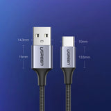 Ugreen US288 60125 USB-A / USB-C QC 3.0 3A 0,5 m kabel - grå