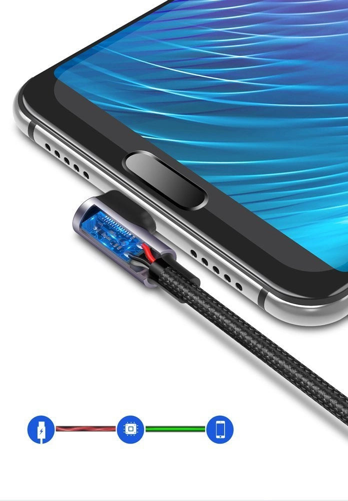 Ugreen US284 50941 USB-A (ret) / USB-C (vinklet) 3A Kabel 1m - Grå