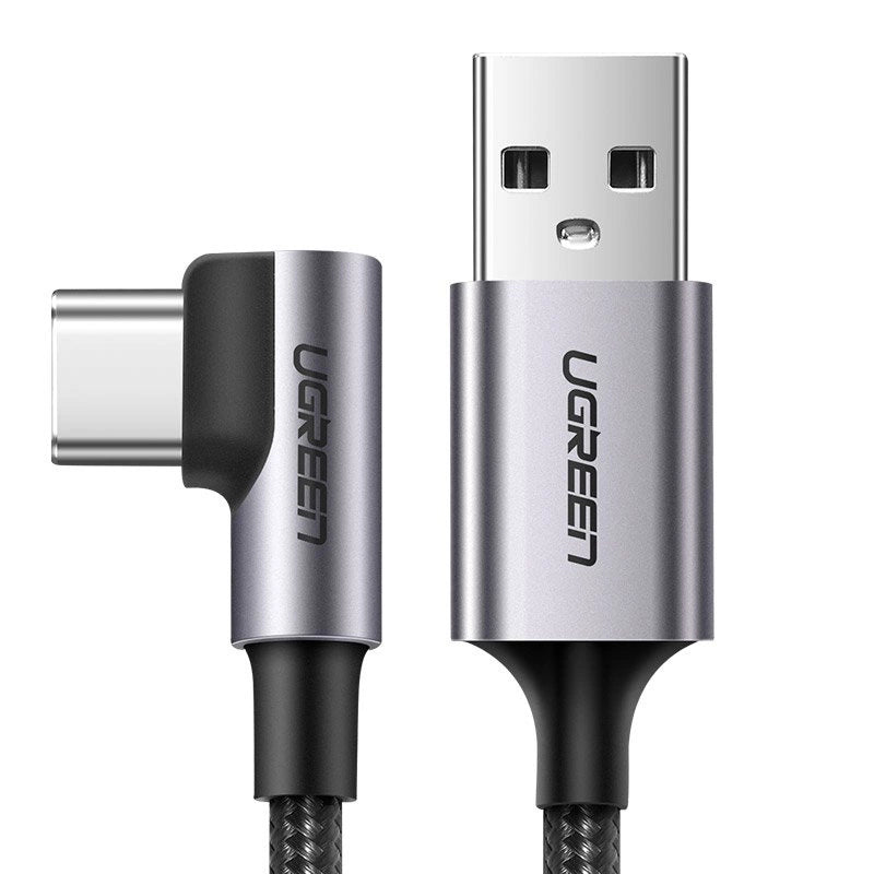 Ugreen US284 50942 USB-A (ret) / USB-C (vinklet) kabel 3A 2m - grå