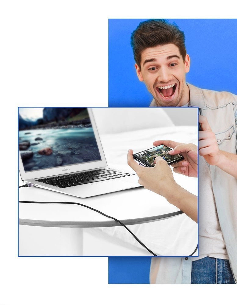 Ugreen US284 50942 USB-A (ret) / USB-C (vinklet) kabel 3A 2m - grå
