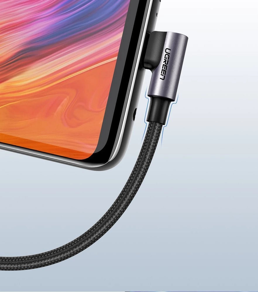 Ugreen US284 50942 USB-A (ret) / USB-C (vinklet) kabel 3A 2m - grå