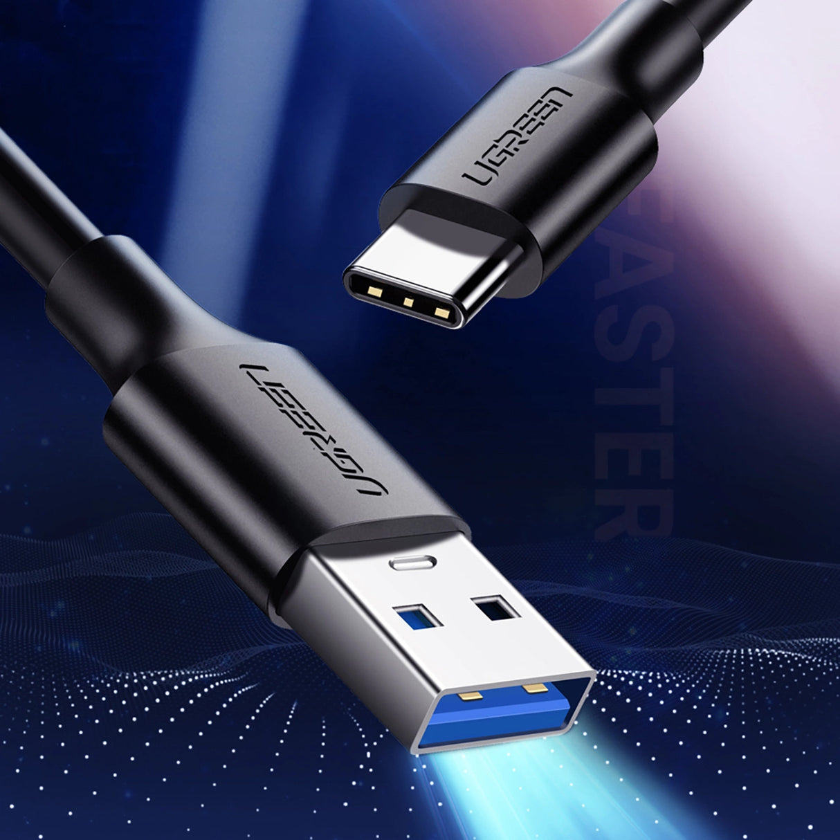 Ugreen US184 20882 USB-A 3.0 / USB-C 3A kabel 1m - sort