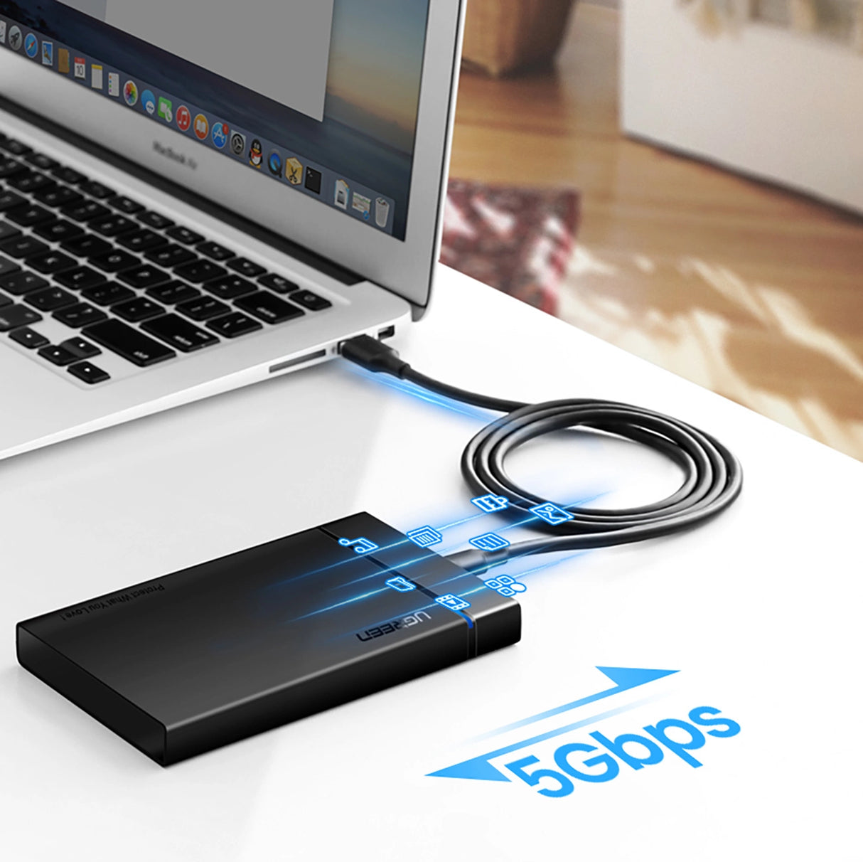 Ugreen US184 20882 USB-A 3.0 / USB-C 3A kabel 1m - sort