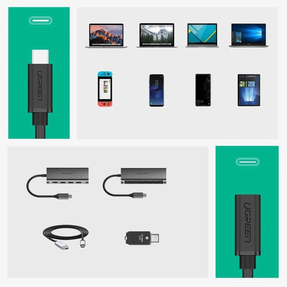Ugreen 40574 USB-C - USB-C 5Gb/s kabel 0,5m - sort