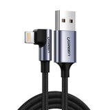 Ugreen US299 60521 vinklet Lightning / USB-A MFi-kabel 2,4A 1m - sort