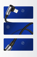 Ugreen US299 60521 vinklet Lightning / USB-A MFi-kabel 2,4A 1m - sort