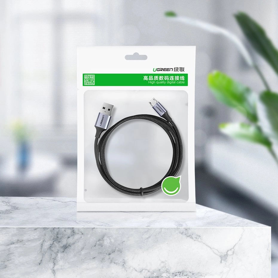Grøn US290 60146 USB-A / micro USB 2.4A kabel 1m - grå