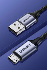 Grøn US290 60146 USB-A / micro USB 2.4A kabel 1m - grå