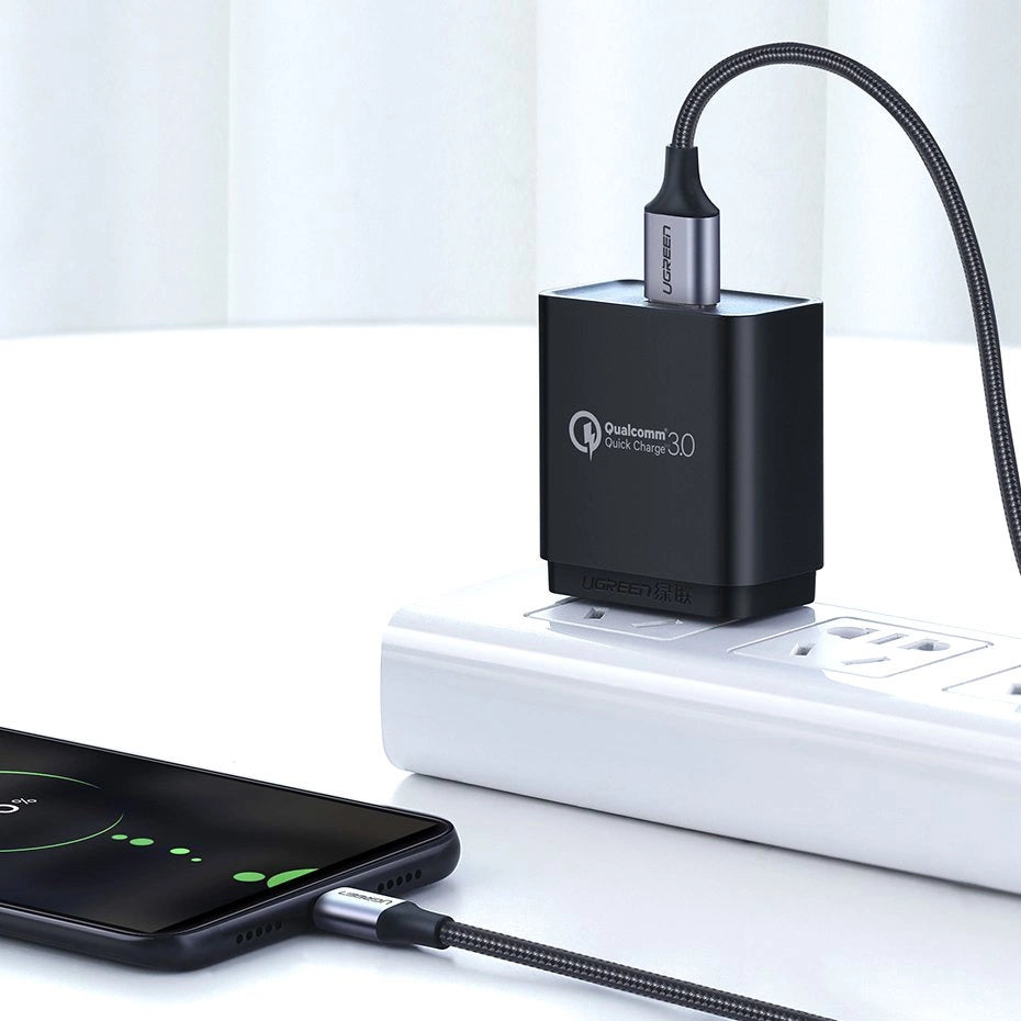 Grøn US290 60146 USB-A / micro USB 2.4A kabel 1m - grå