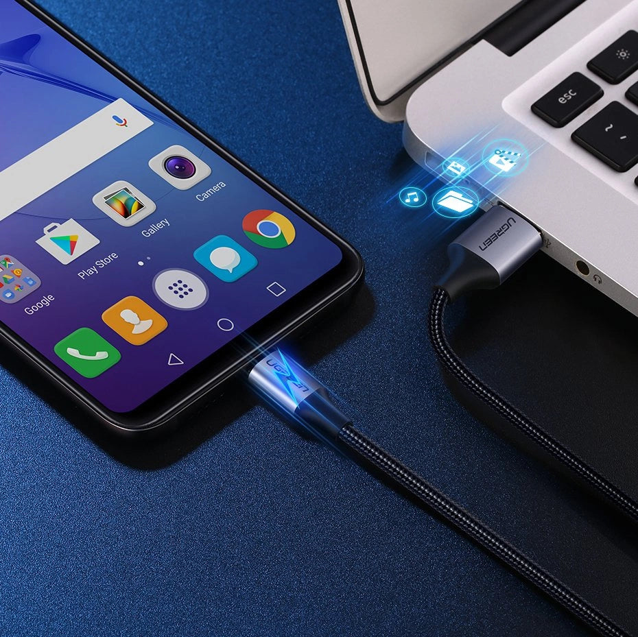 Grøn US290 60146 USB-A / micro USB 2.4A kabel 1m - grå