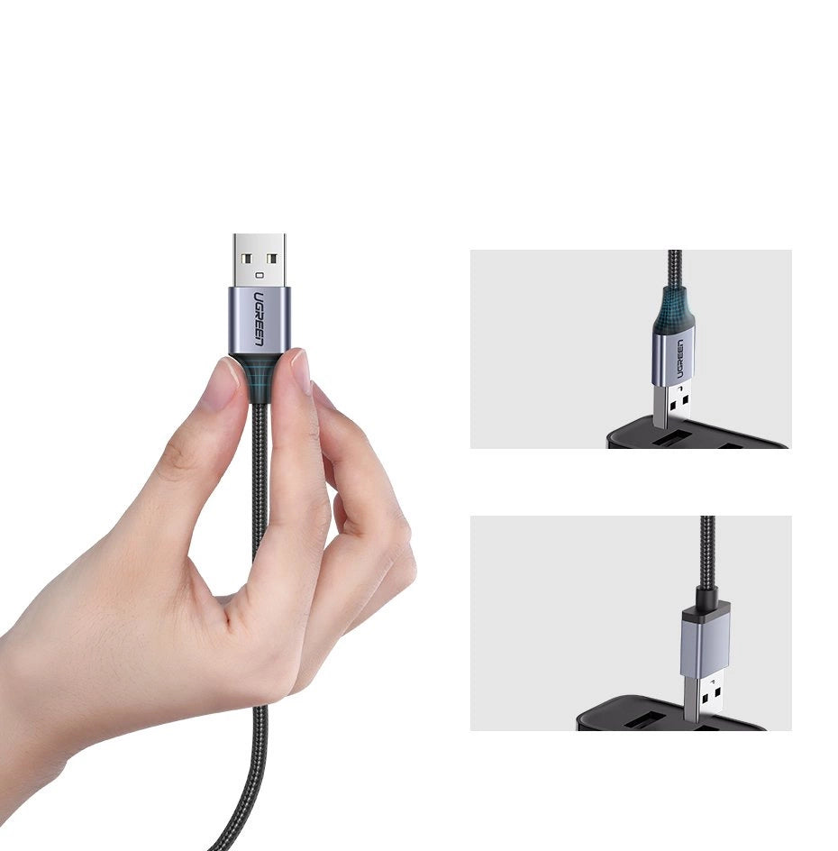 Grøn US290 60146 USB-A / micro USB 2.4A kabel 1m - grå