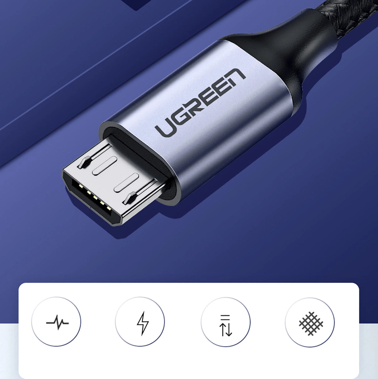 Ugreen US290 60148 USB-A / micro USB 2.4A kabel 2m - grå