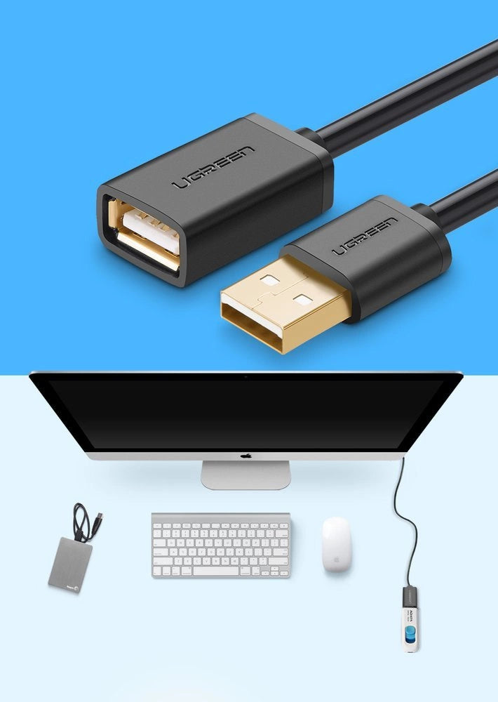 Ugreen kabel adapter USB (kvinde) - USB (mand) 2m sort (10316)