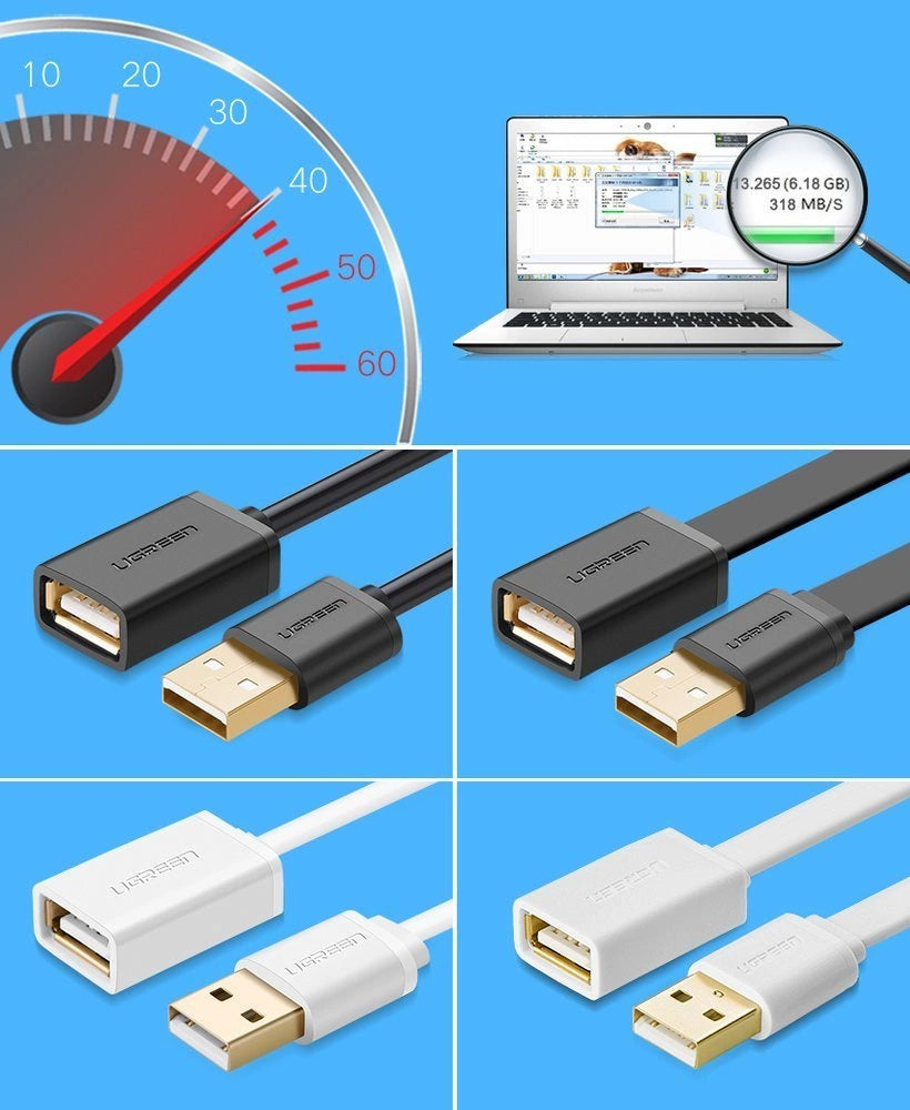 Ugreen kabel adapter USB (kvinde) - USB (mand) 2m sort (10316)