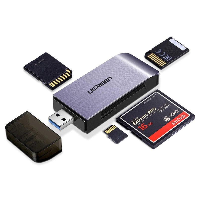 Ugreen SD / micro SD / CF / MS kortlæser til USB 3.0 grå (50541)
