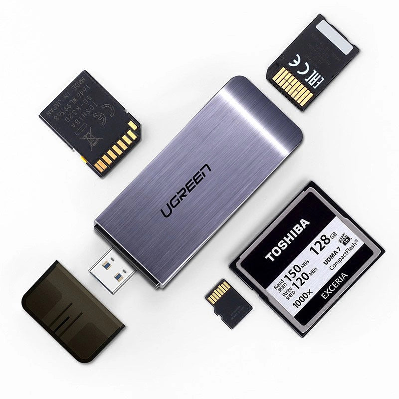 Ugreen SD / micro SD / CF / MS kortlæser til USB 3.0 grå (50541)