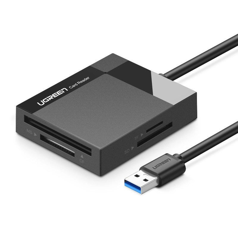 Ugreen CR125 30231 SD / micro SD / CF / MS hukommelseskortlæser med 1m USB 3.0-kabel - sort