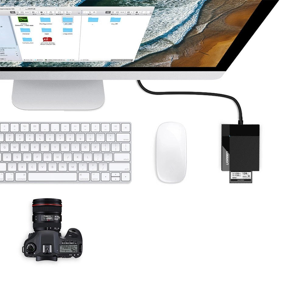 Ugreen CR125 30231 SD / micro SD / CF / MS hukommelseskortlæser med 1m USB 3.0-kabel - sort