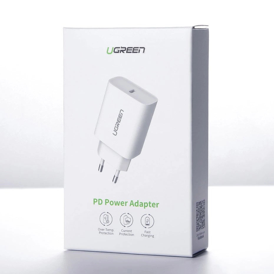 Ugreen USB-oplader Power Delivery 3.0 Hurtig opladning 4.0+ 20W 3A hvid (60450)