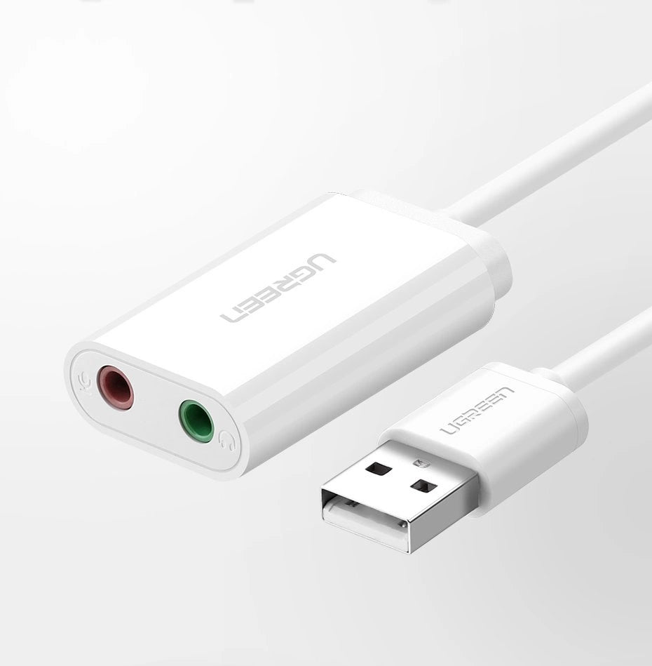 Grøn ekstern lydkort musik adapter USB - 3,5 mm mini jack 15 cm sort (30724)