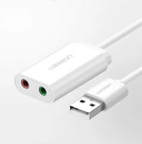 Grøn ekstern lydkort musik adapter USB - 3,5 mm mini jack 15 cm sort (30724)